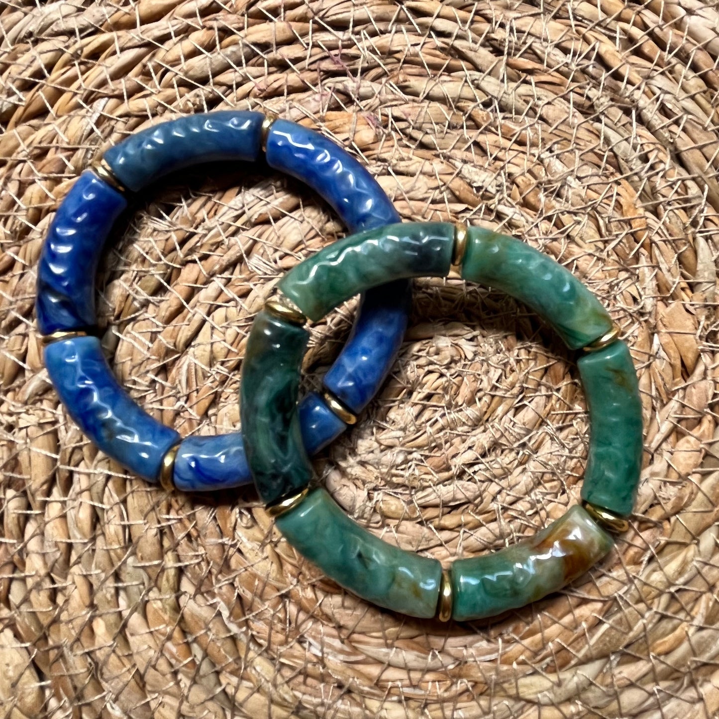 Bracelets vert et violet