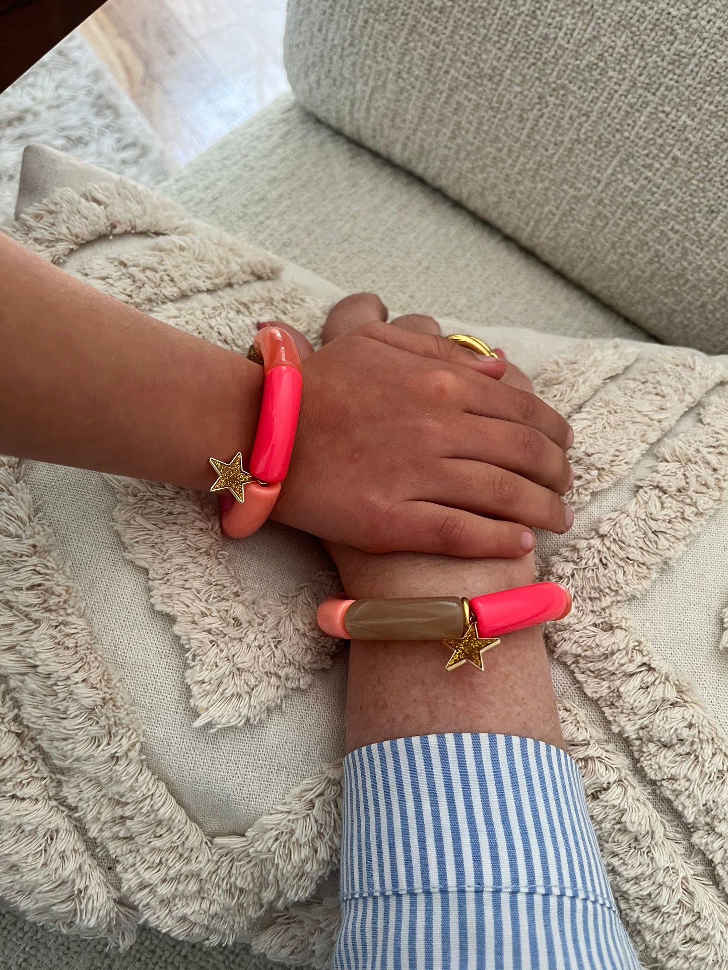 Bracelets duo mère-fille étoile fushia