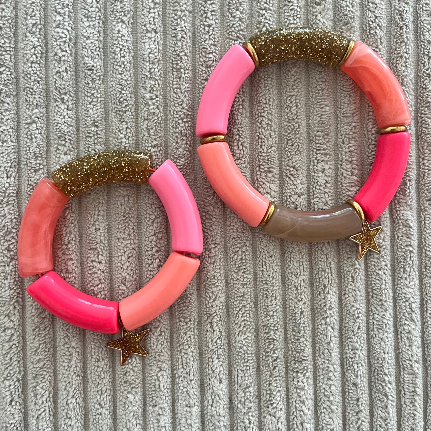 Bracelets duo mère-fille étoile fushia