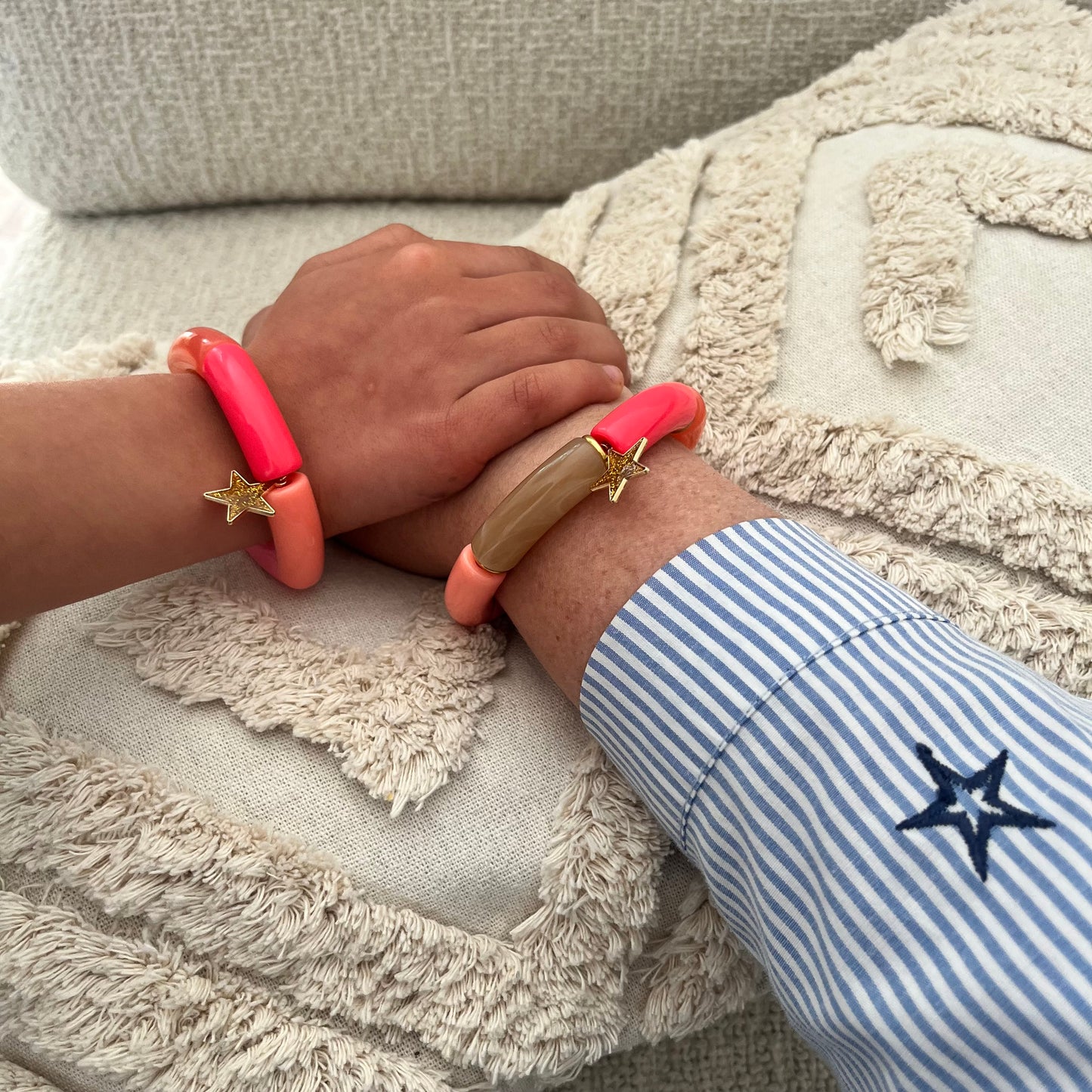 Bracelets duo mère-fille étoile fushia