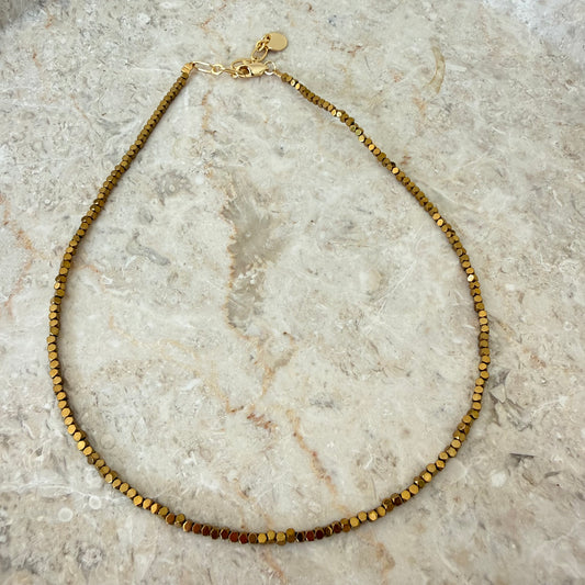 Collier mini perles doré