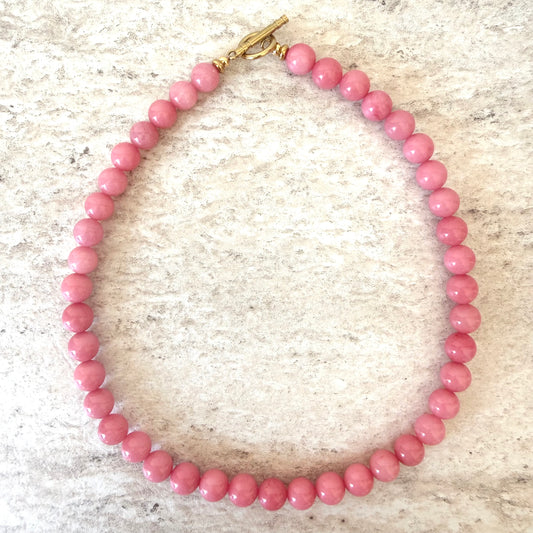 Collier Léa rose fushia