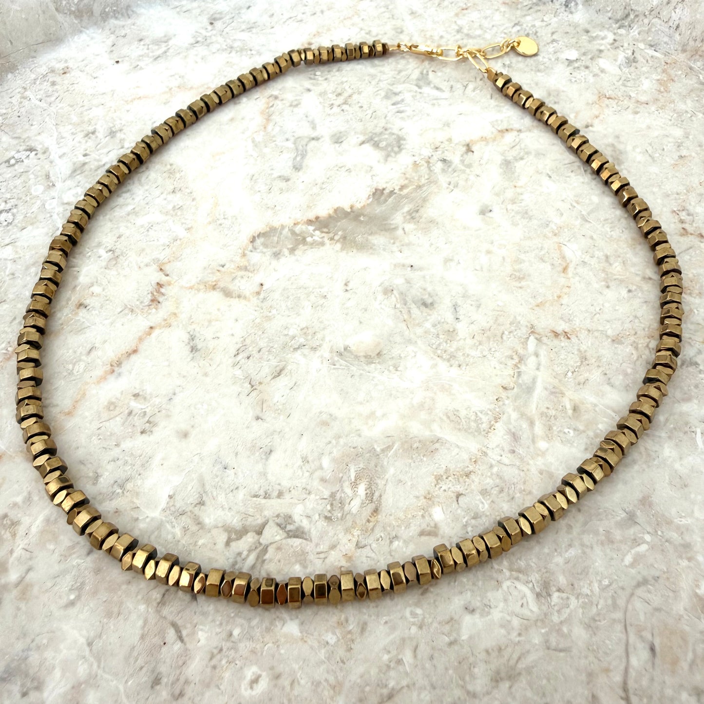 Collier duo de perles effet hématite