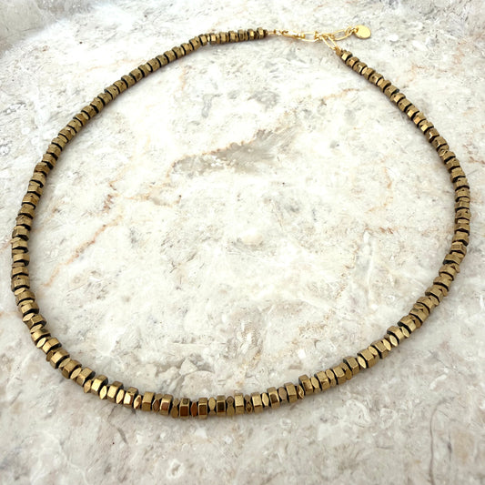 Collier duo de perles effet hématite