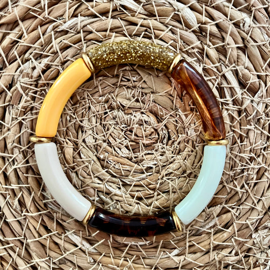 Bracelet glitter et léopard jaune