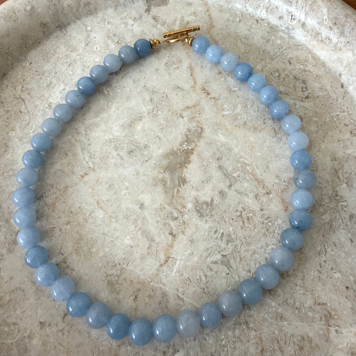Collier Léa bleu - Pierre Agate Aigue-Marine