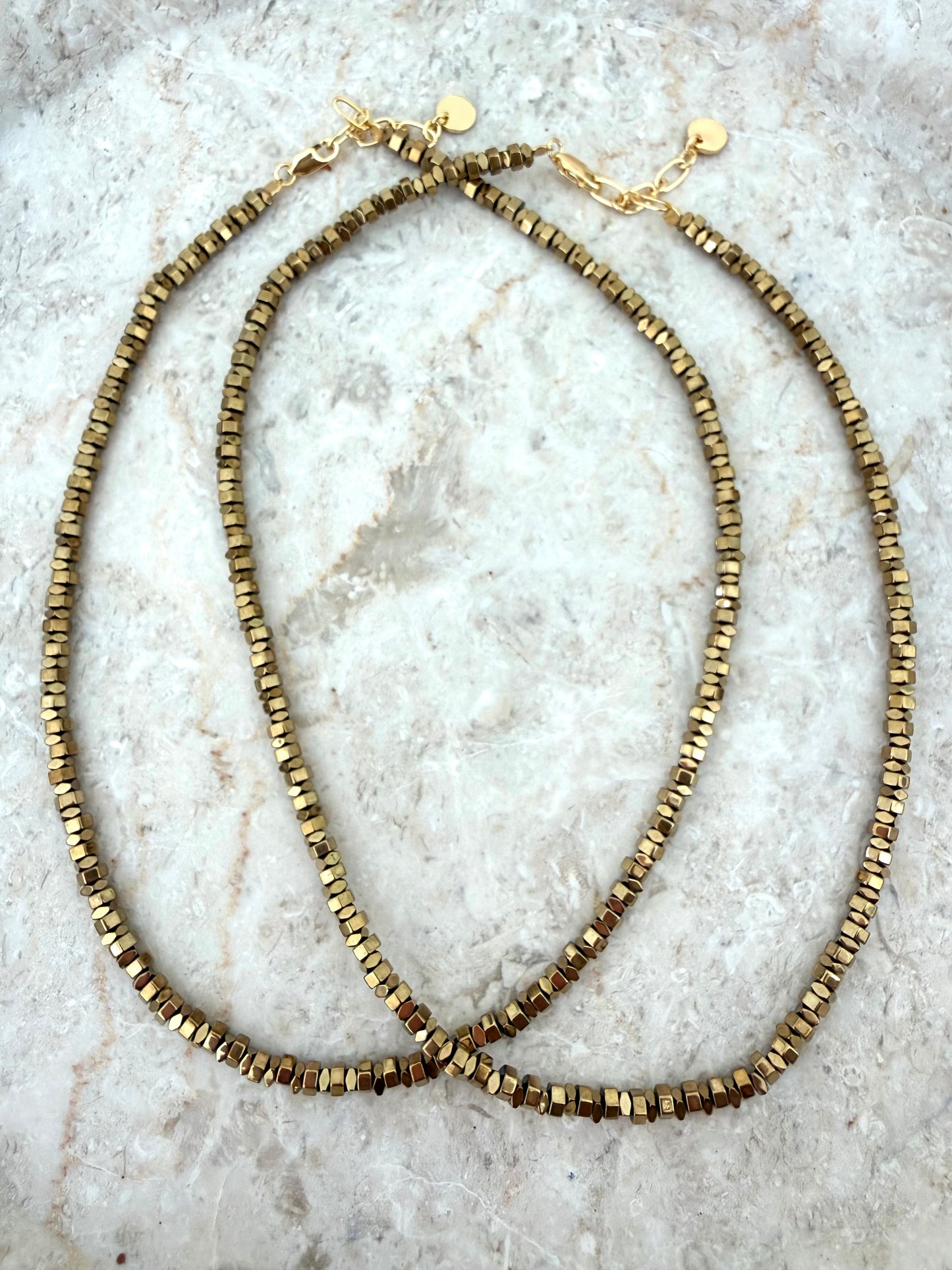 Collier duo de perles effet hématite