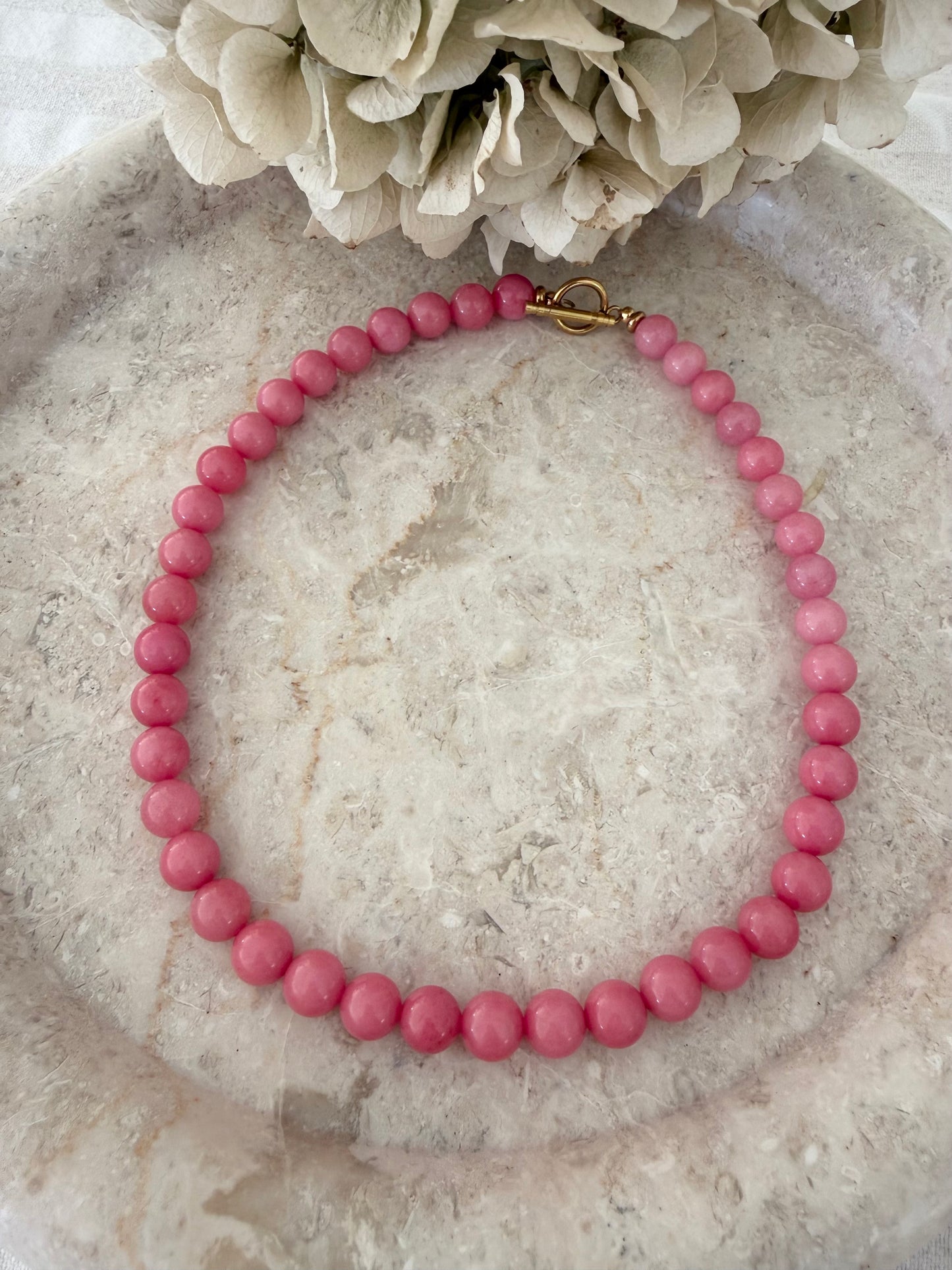Collier Léa rose fushia