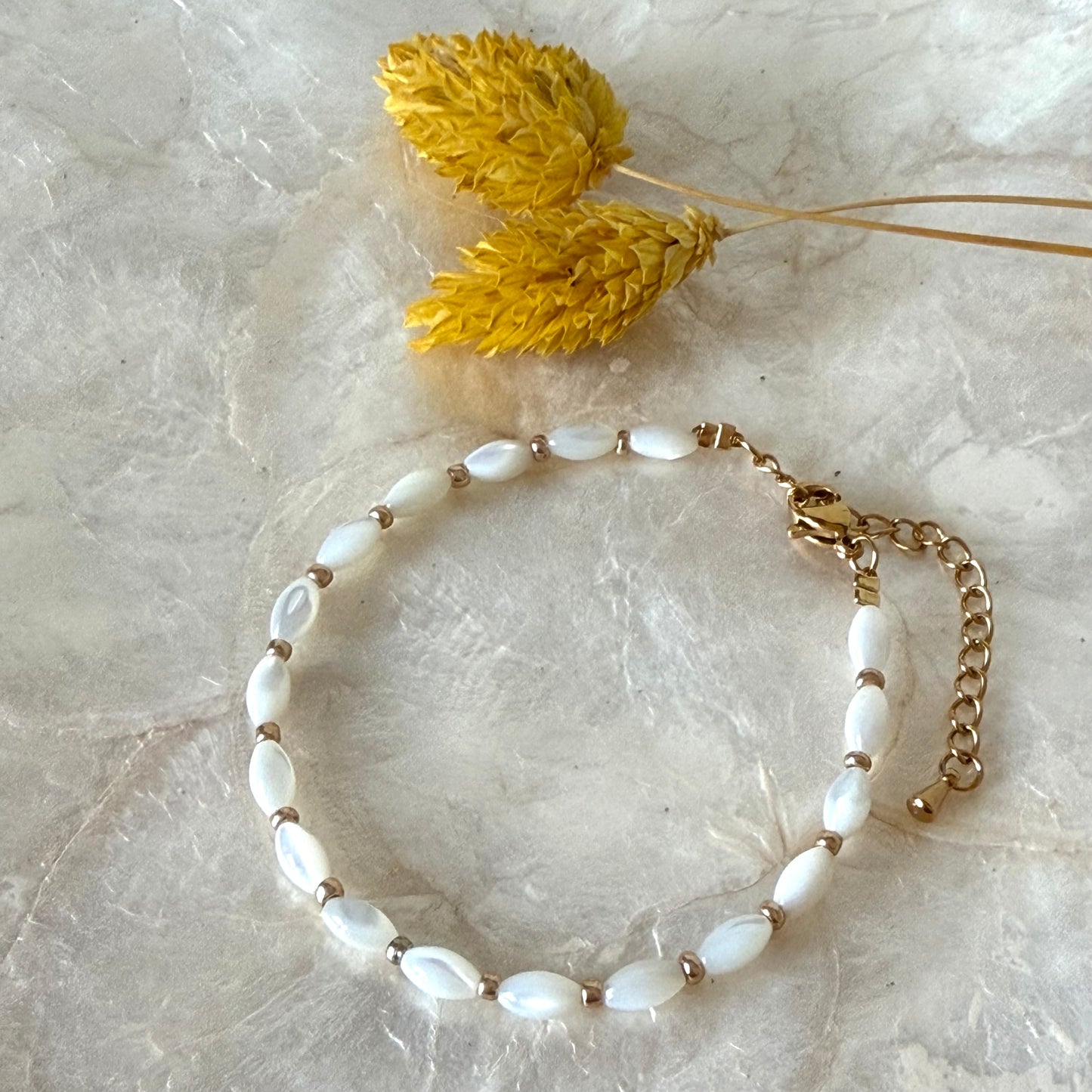 Bracelet Grain de riz blanc