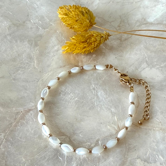 Bracelet Grain de riz blanc