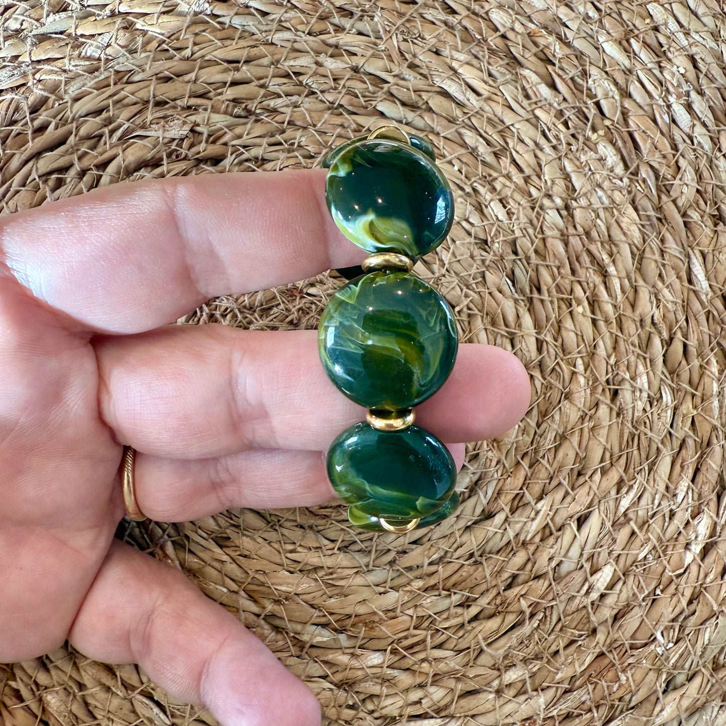 Bracelet VICTOIRE Vert mousse marbré