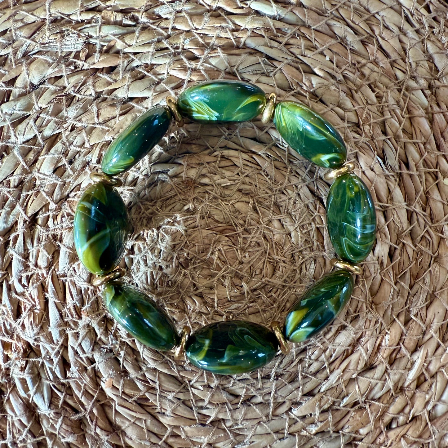 Bracelet VICTOIRE Vert mousse marbré
