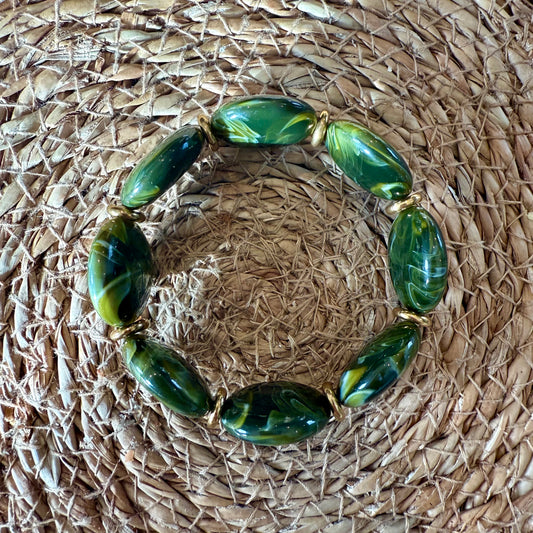 Bracelet VICTOIRE Vert mousse marbré