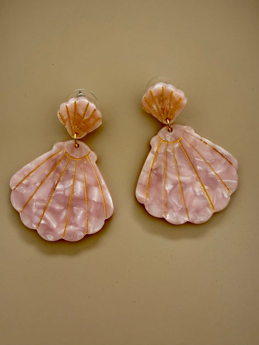 Boucles d’oreilles coquillage rose