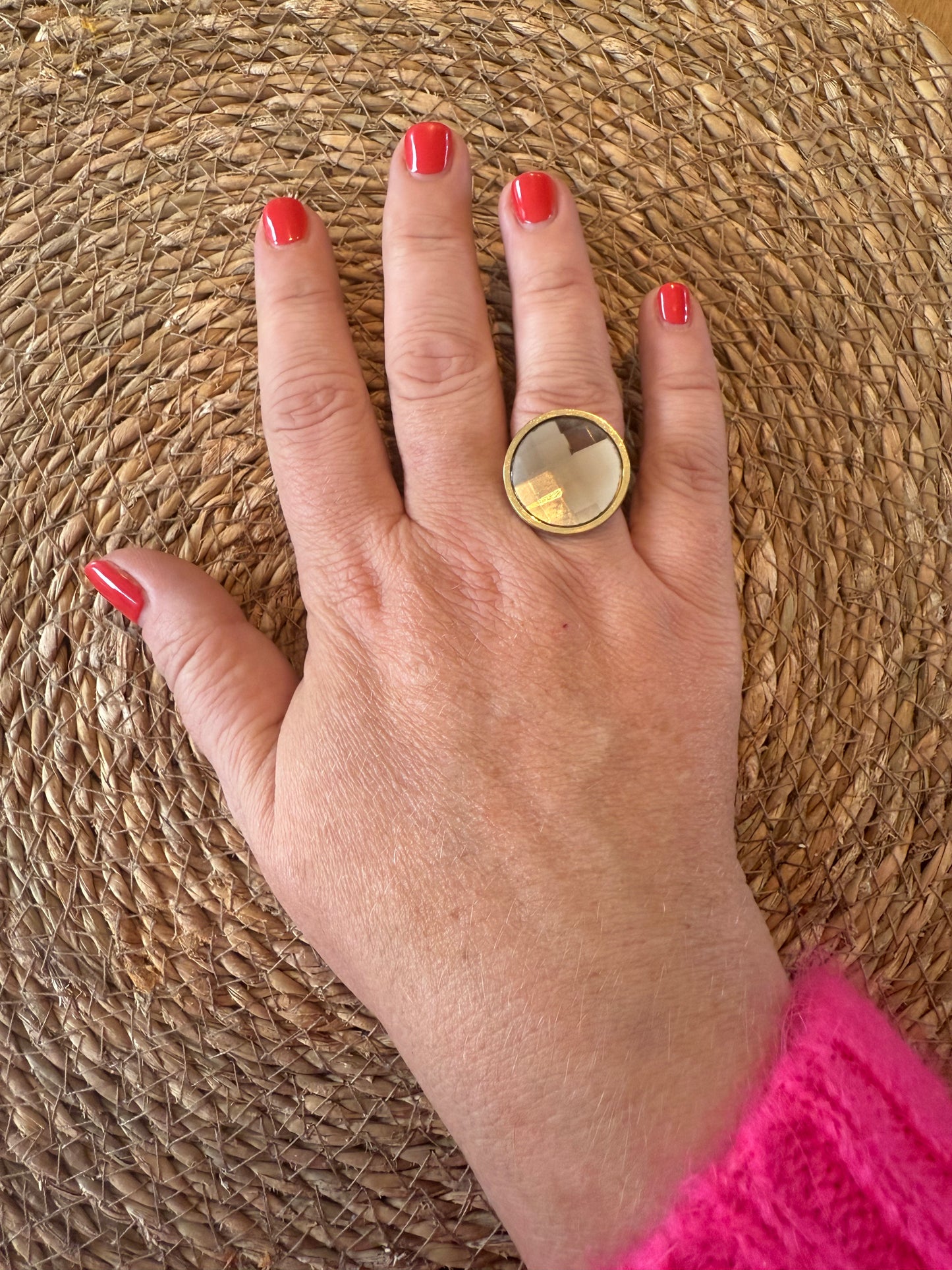 Bague Lou à facettes champagne