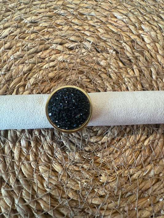 Bague Lou glitter noire