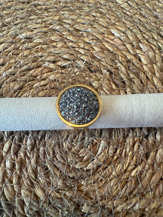 Bague Lou glitter gris foncé